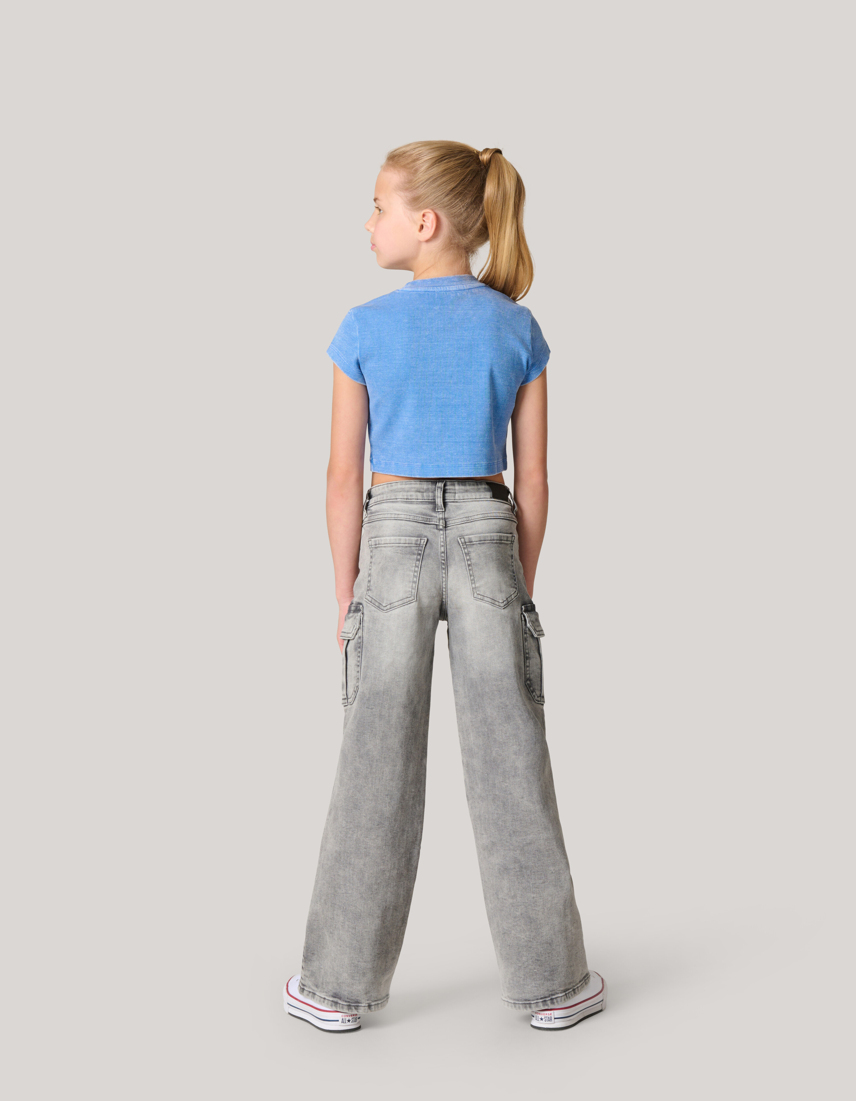 Embroidery Crop Top Blauw SHOEBY GIRLS