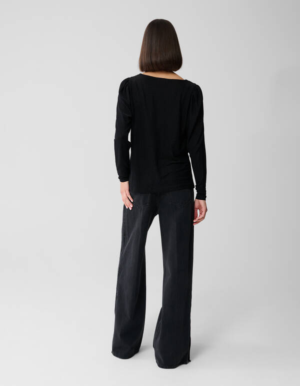 Glitter Drape Top Zwart SHOEBY WOMEN