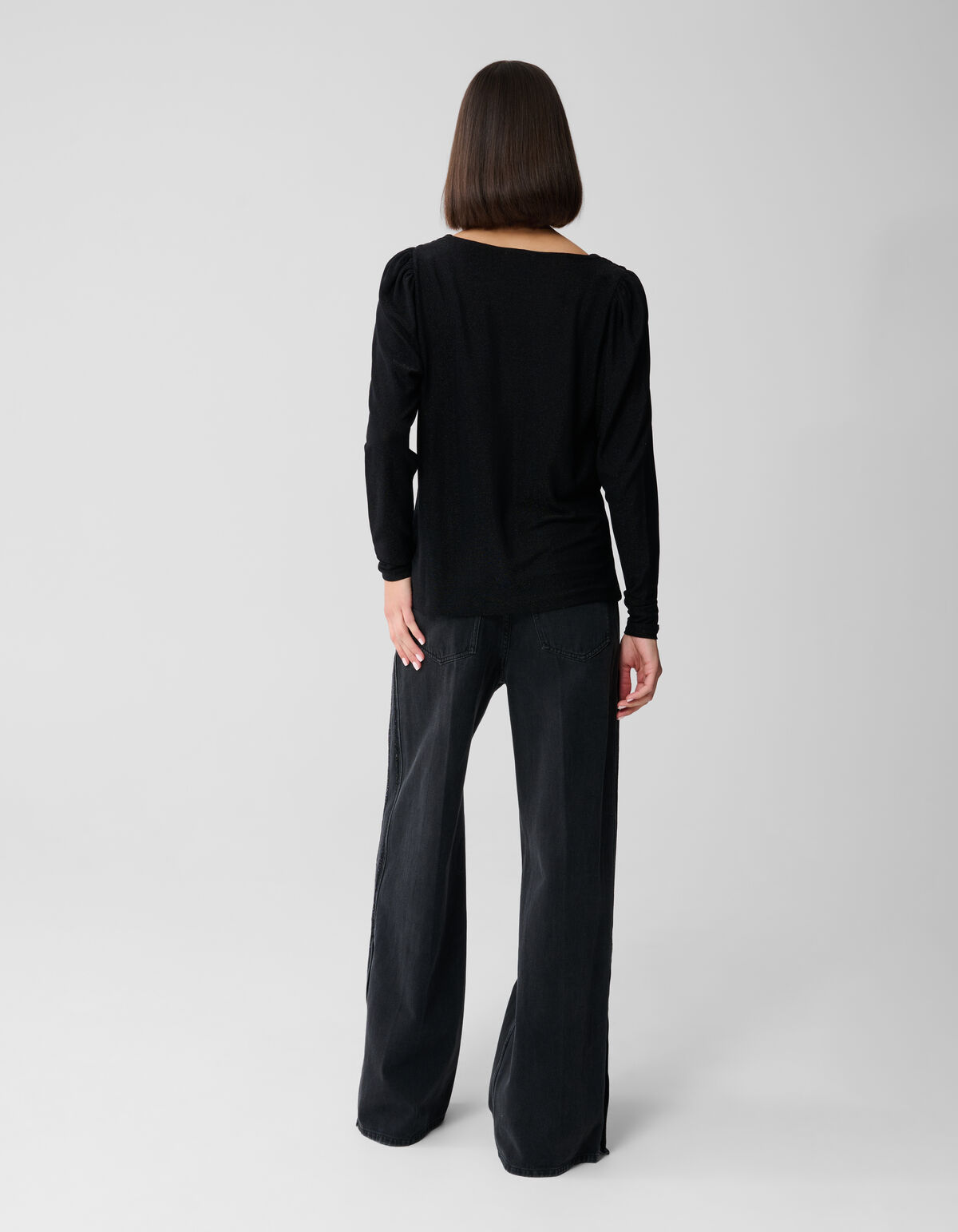 Glitter Drape Top Zwart SHOEBY WOMEN