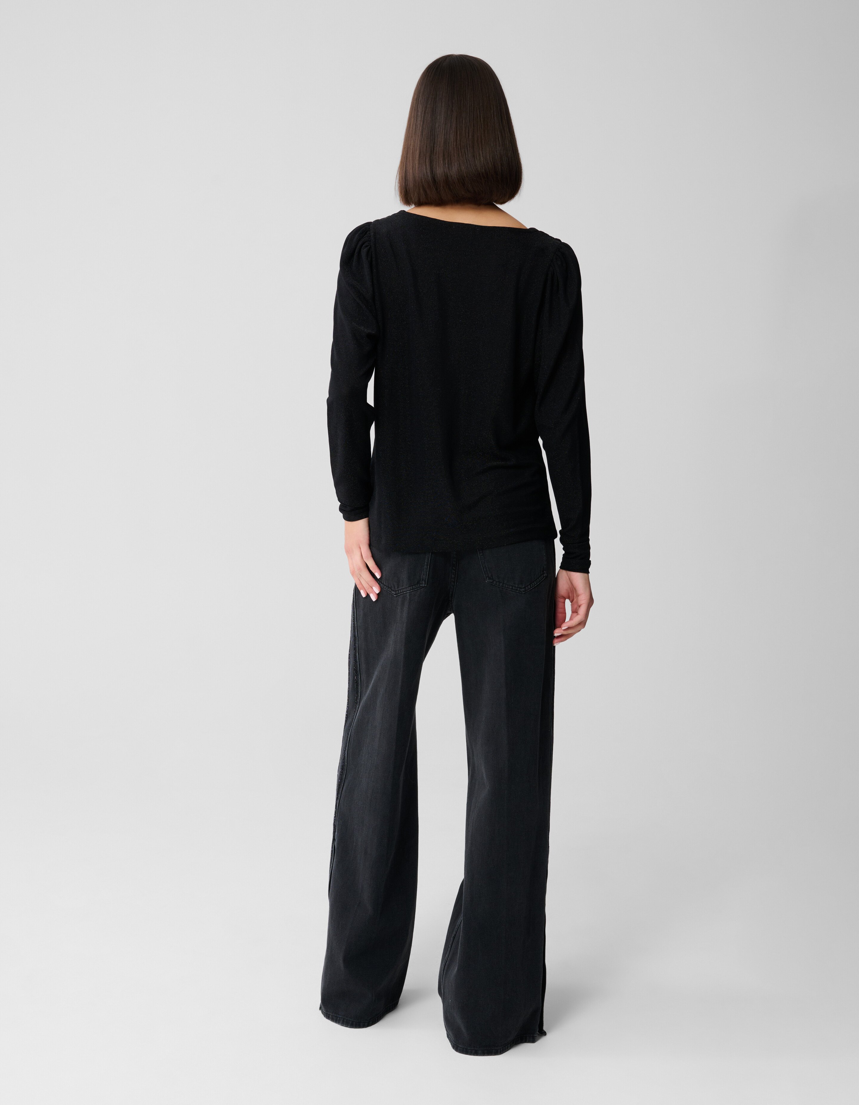 Glitter Drape Top Zwart SHOEBY WOMEN