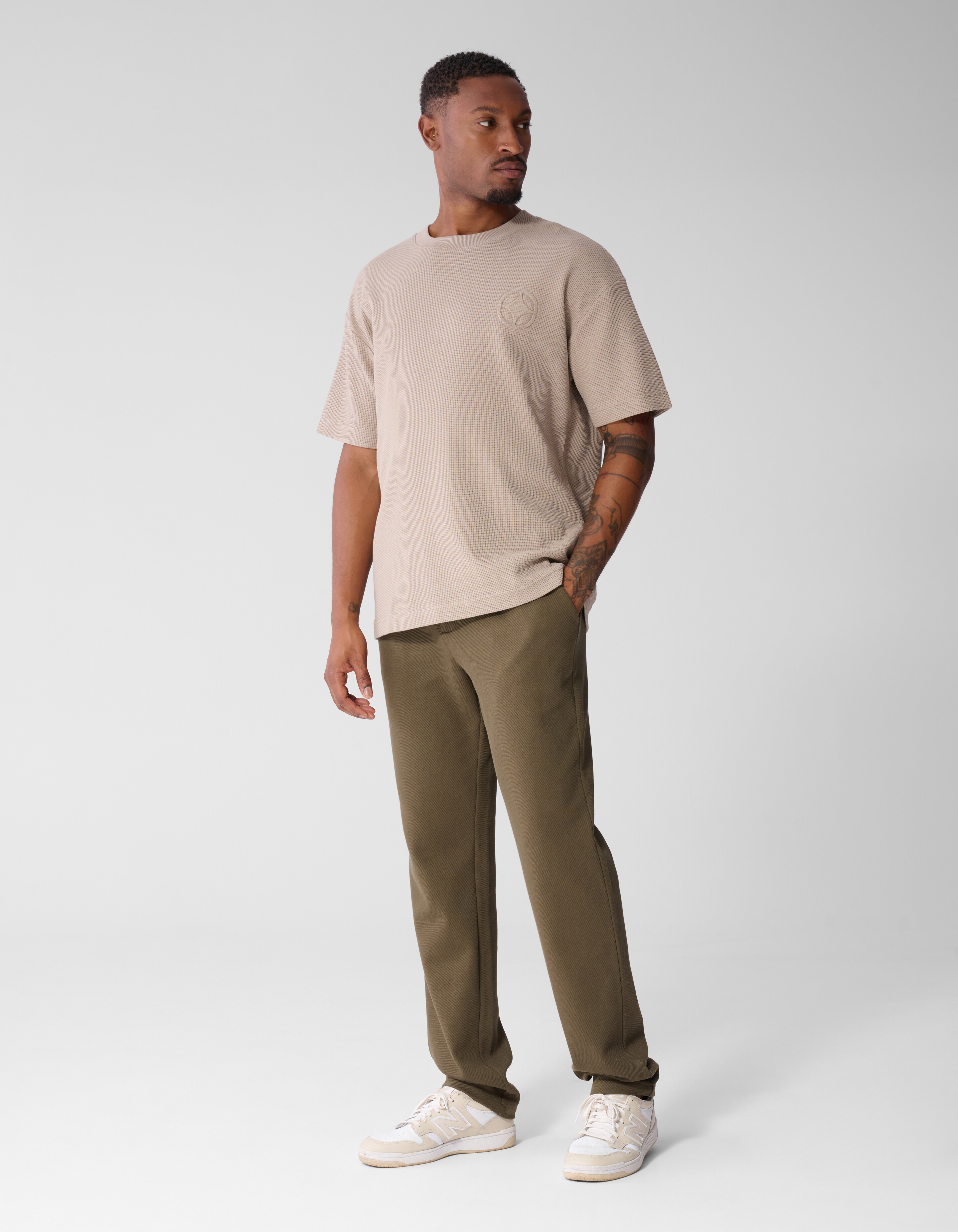 Waffle T-shirt Lichtbruin SHOEBY MEN