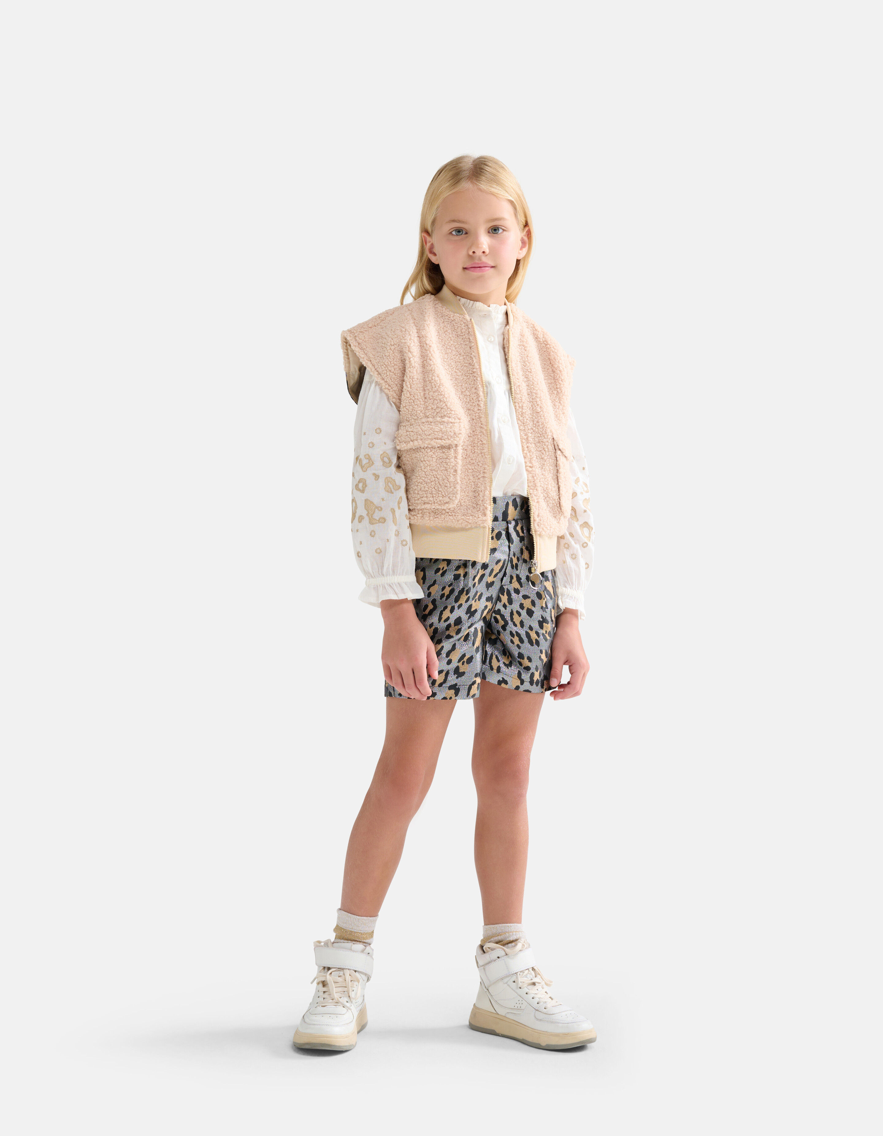 Leopard Teddy Gilet Gebroken Wit SHOEBY GIRLS