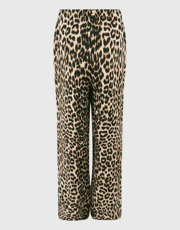 Twist Leopard Wide Leg Broek Bruin SHOEBY GIRLS