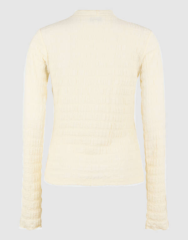 Structuur Longsleeve Top Gebroken Wit SHOEBY WOMEN