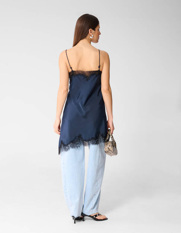 Asymmetrische Kanten Mini Jurk Donkerblauw SHOEBY WOMEN