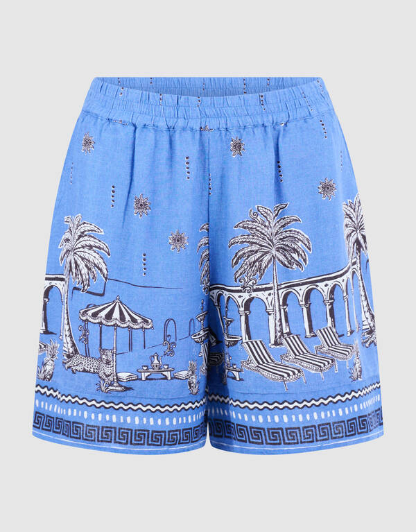 Palm Print Short Blauw SHOEBY WOMEN