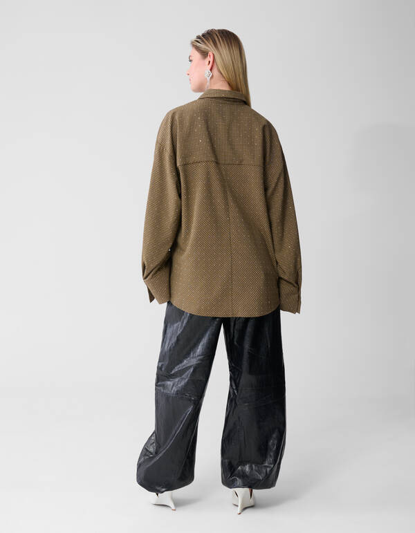 Oversized Ruiten Strass Blouse Bruin SHOEBY WOMEN