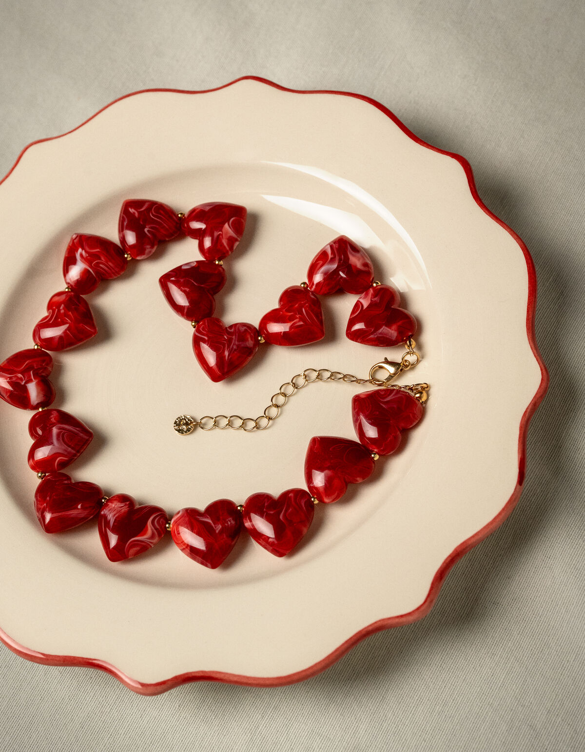 Heart Ketting Donkerrood SHOEBY ACCESSOIRES