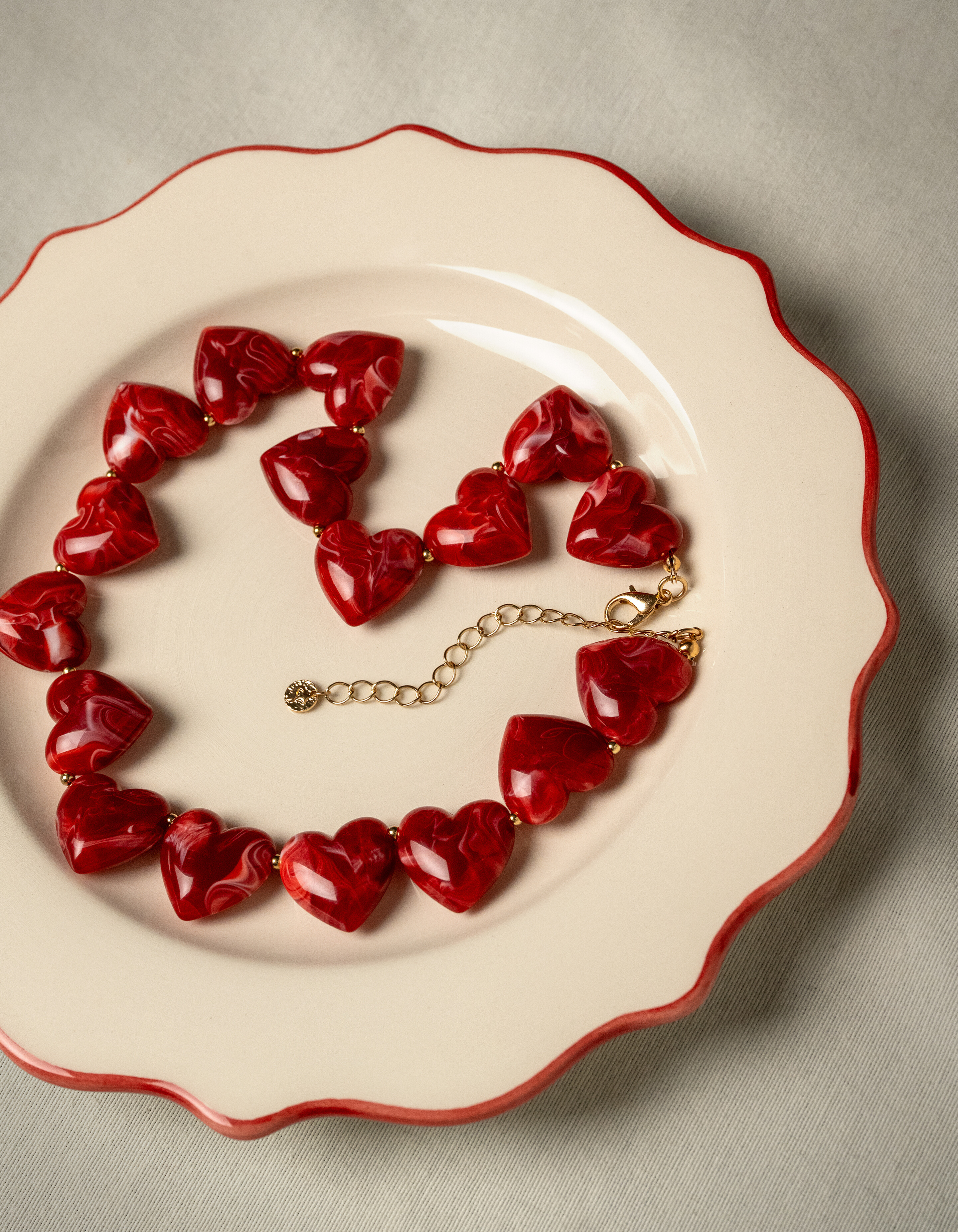 Heart Ketting Donkerrood SHOEBY ACCESSOIRES