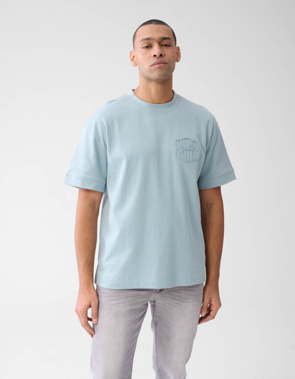 Embroidery T-shirt Lichtblauw SHOEBY MEN