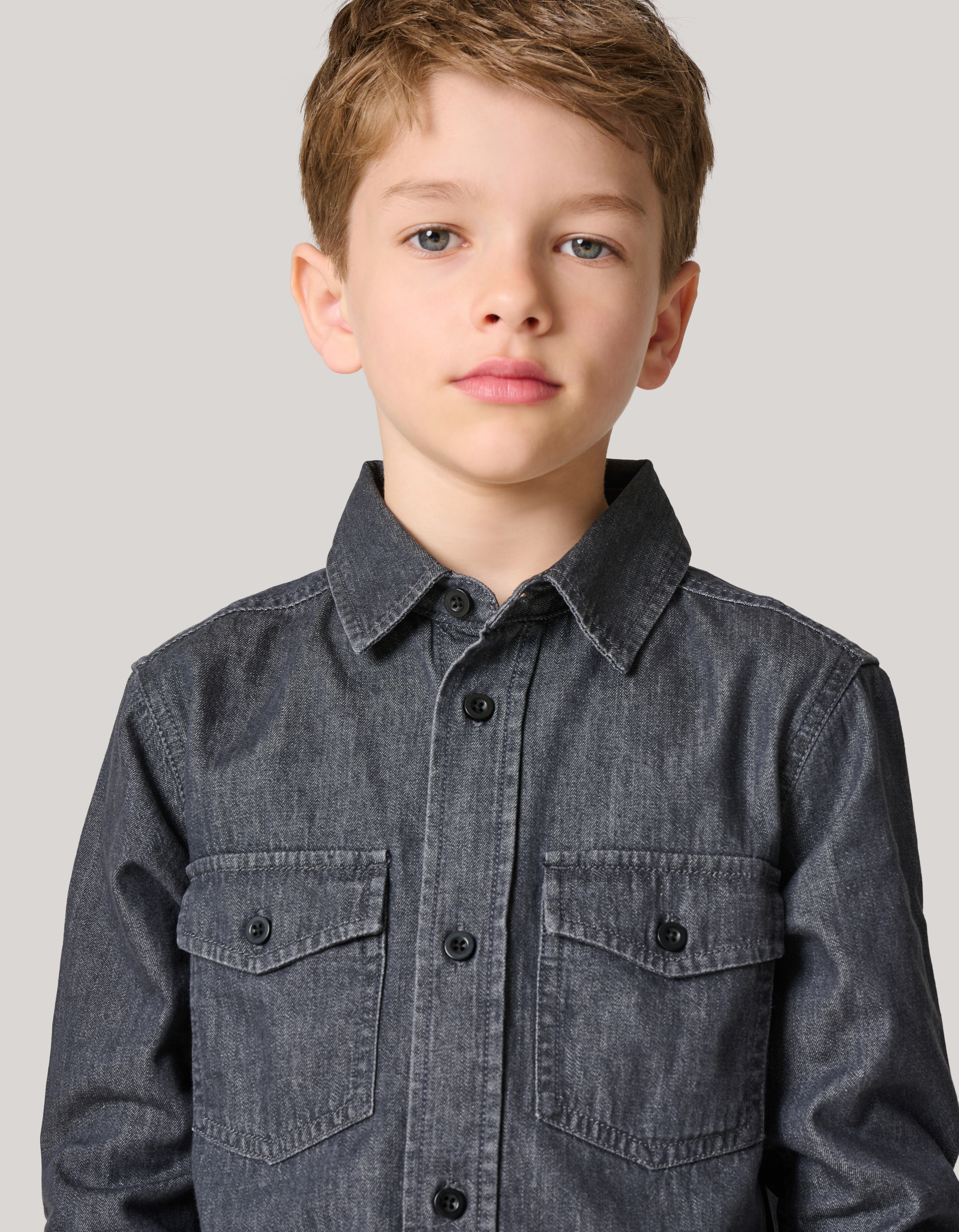 Denim Overhemd Donkergrijs SHOEBY BOYS