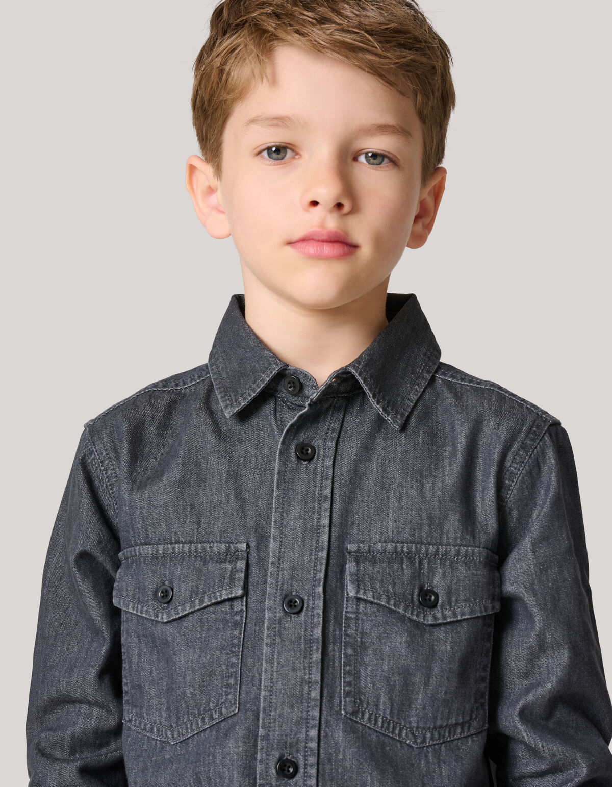 Denim Overhemd Donkergrijs SHOEBY BOYS