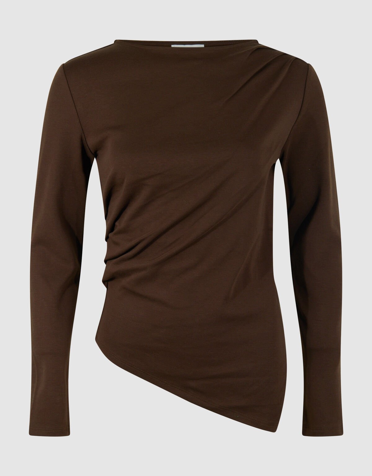 Drape Longsleeve Top Donkerbruin SHOEBY WOMEN
