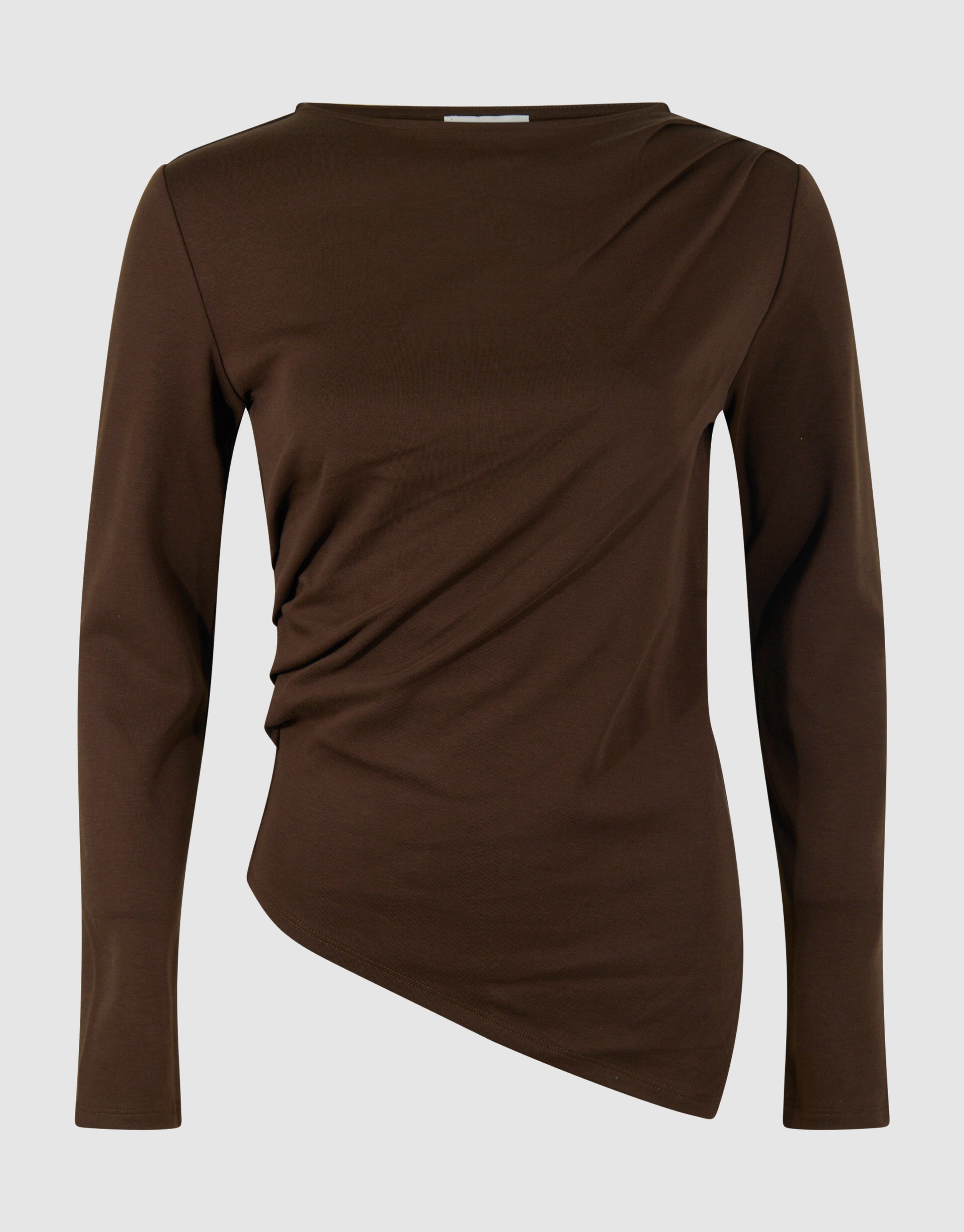 Drape Longsleeve Top Donkerbruin SHOEBY WOMEN