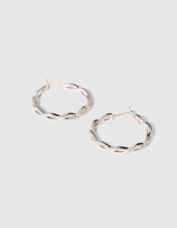 Gevlochten Strass Oorbellen Zilver SHOEBY ACCESSOIRES