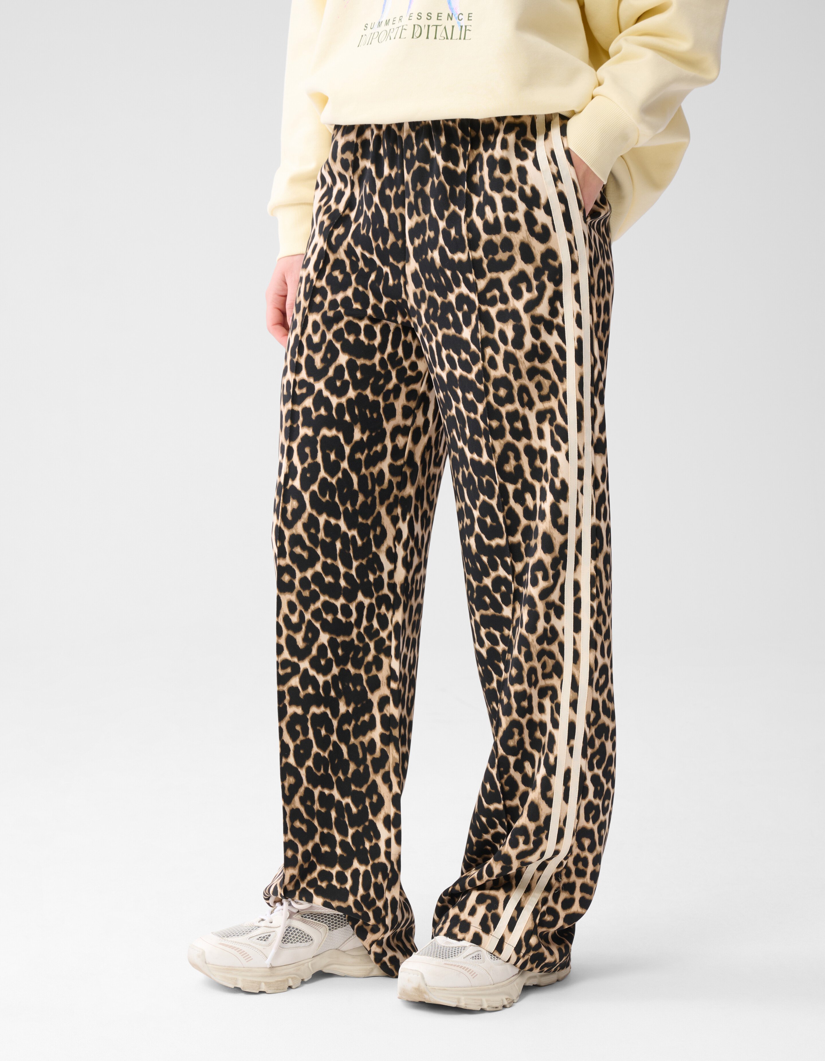 Leopard Sporty Wide Leg Broek Bruin SHOEBY WOMEN