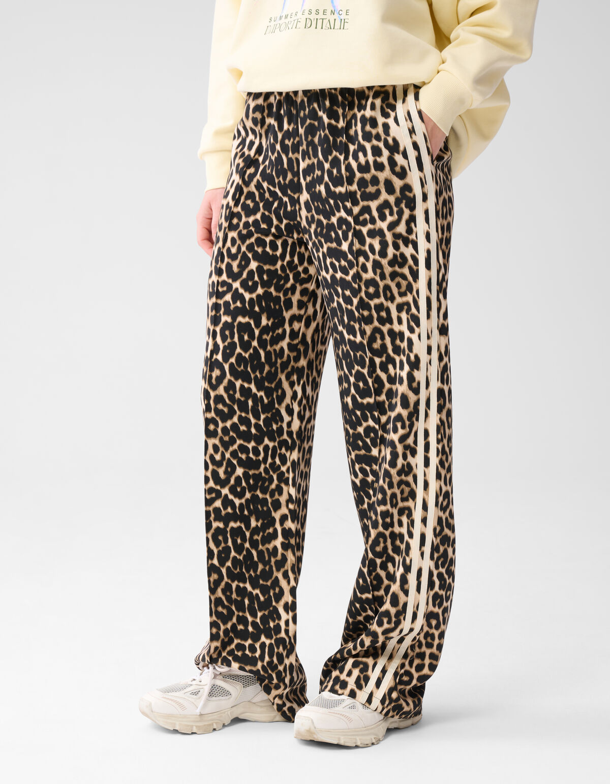 Leopard Sporty Wide Leg Broek Bruin SHOEBY WOMEN