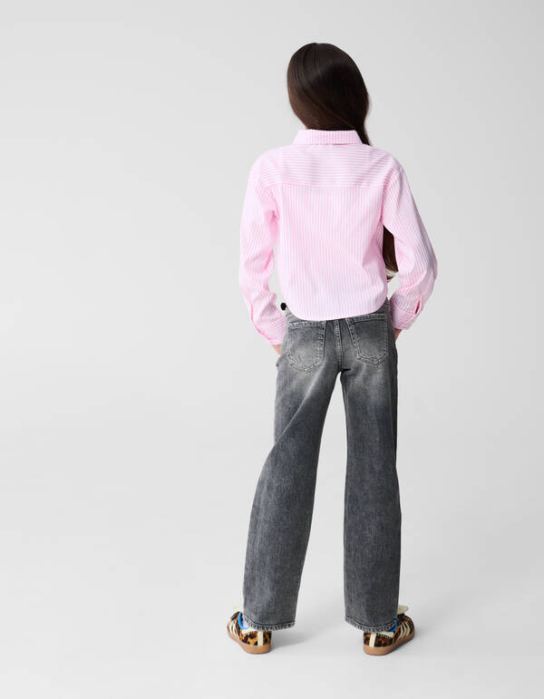 Destroyed Straight Fit Jeans Donkergrijs SHOEBY GIRLS