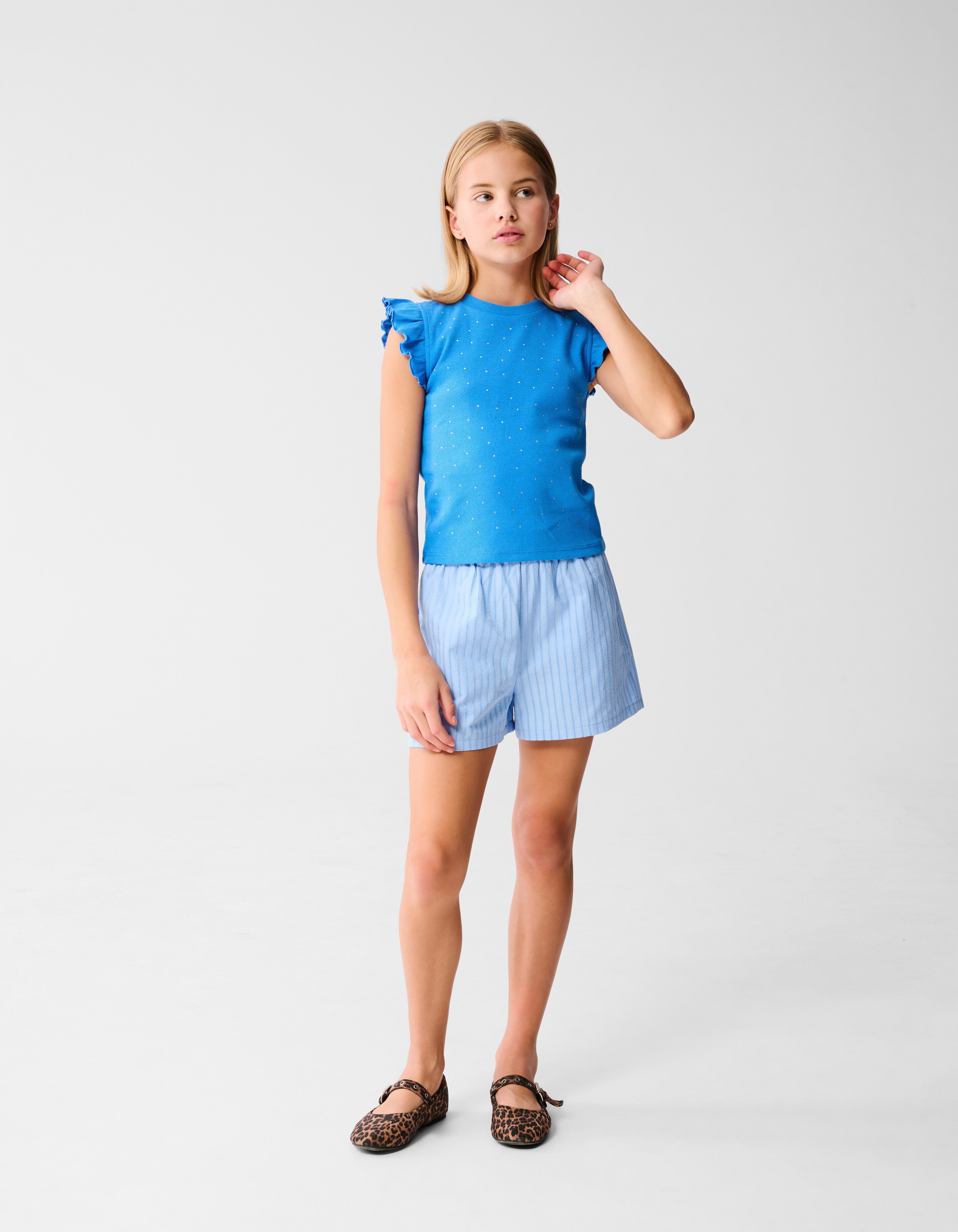 Strass Ruffle Top Blauw SHOEBY GIRLS