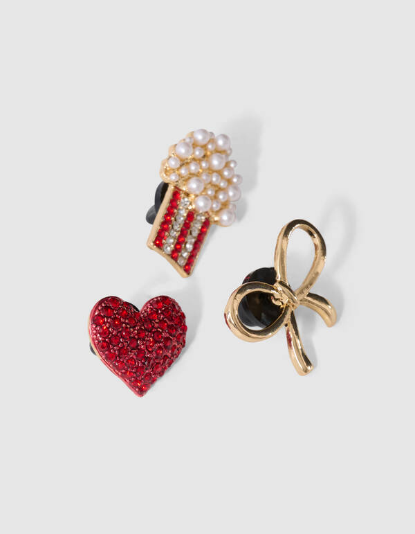 Popcorn Broche Set Rood SHOEBY ACCESSOIRES
