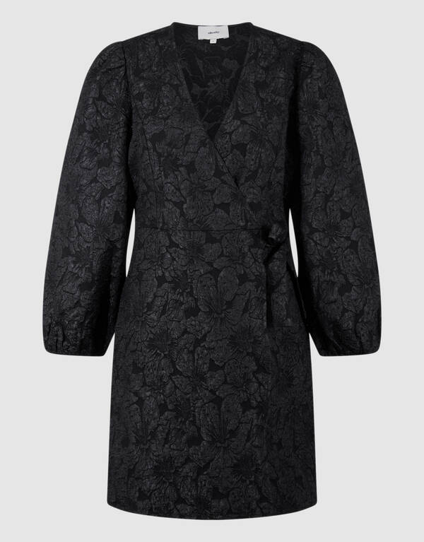 Jacquard Wrap Mini Jurk Zwart SHOEBY WOMEN