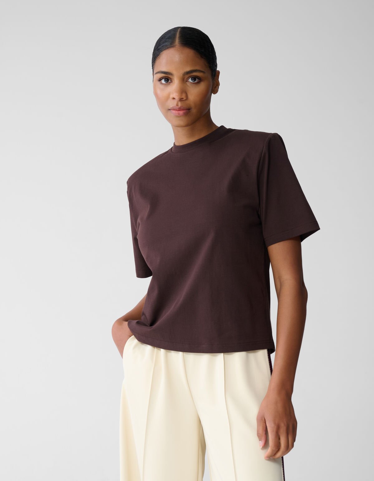Padded T-shirt Donkerbruin SHOEBY WOMEN