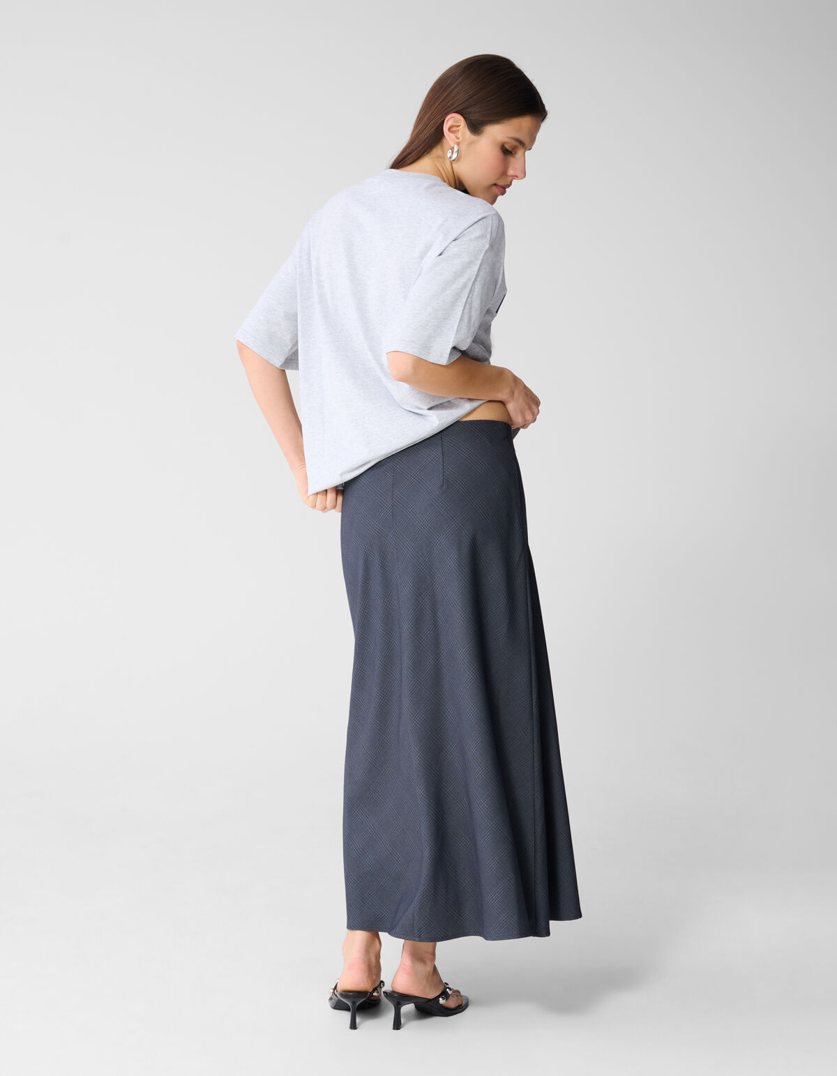 Ruiten Maxi Rok Donkergrijs SHOEBY WOMEN