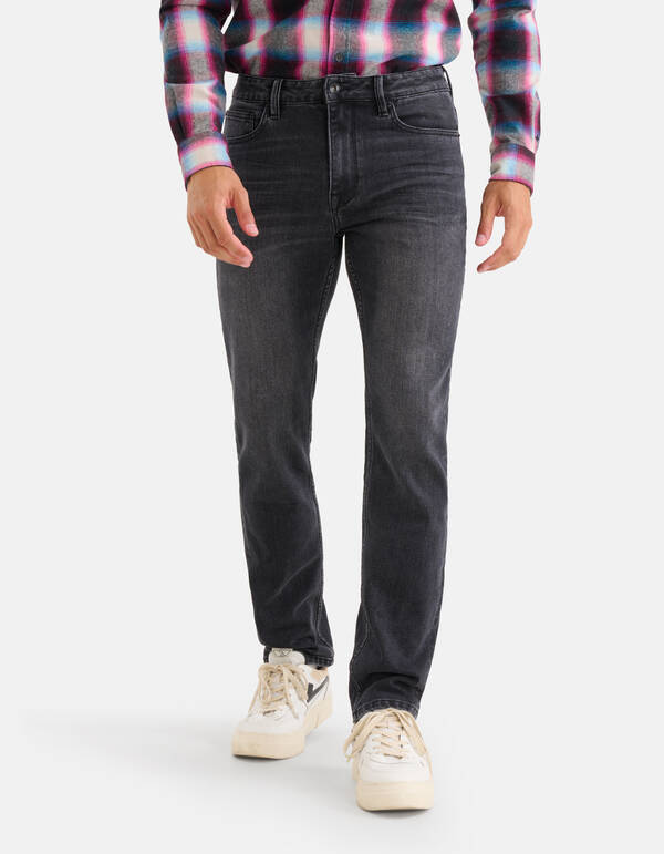 Washed Straight Fit Jeans Zwart L34 SHOEBY MEN
