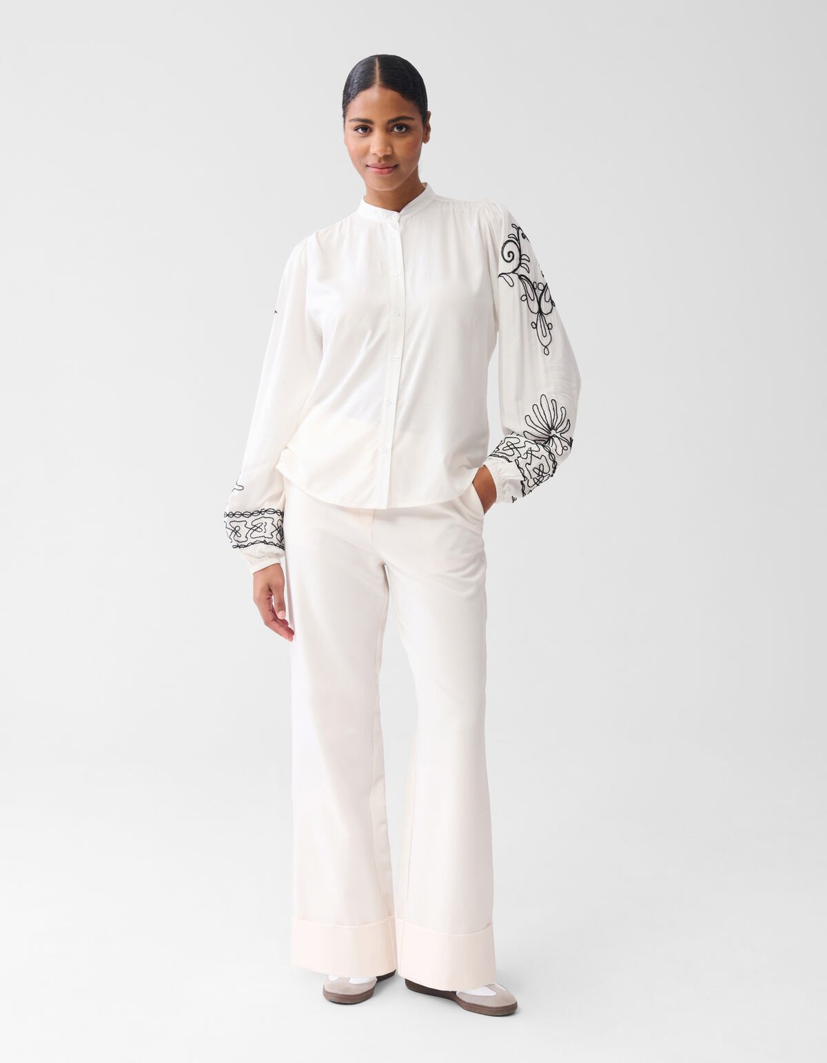 Cord Embroidery Blouse Gebroken Wit By Fred SHOEBY WOMEN