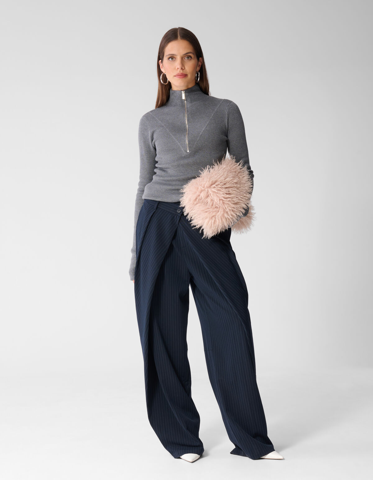 Gestreepte Wide Leg Fit Pantalon Donkerblauw SHOEBY WOMEN