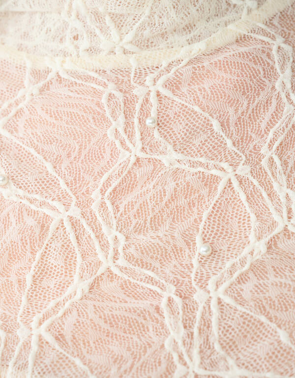 Mesh Parel Top Gebroken Wit SHOEBY WOMEN