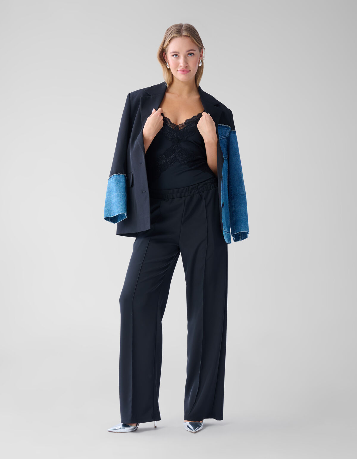 Basic Wide Leg Broek Zwart SHOEBY WOMEN