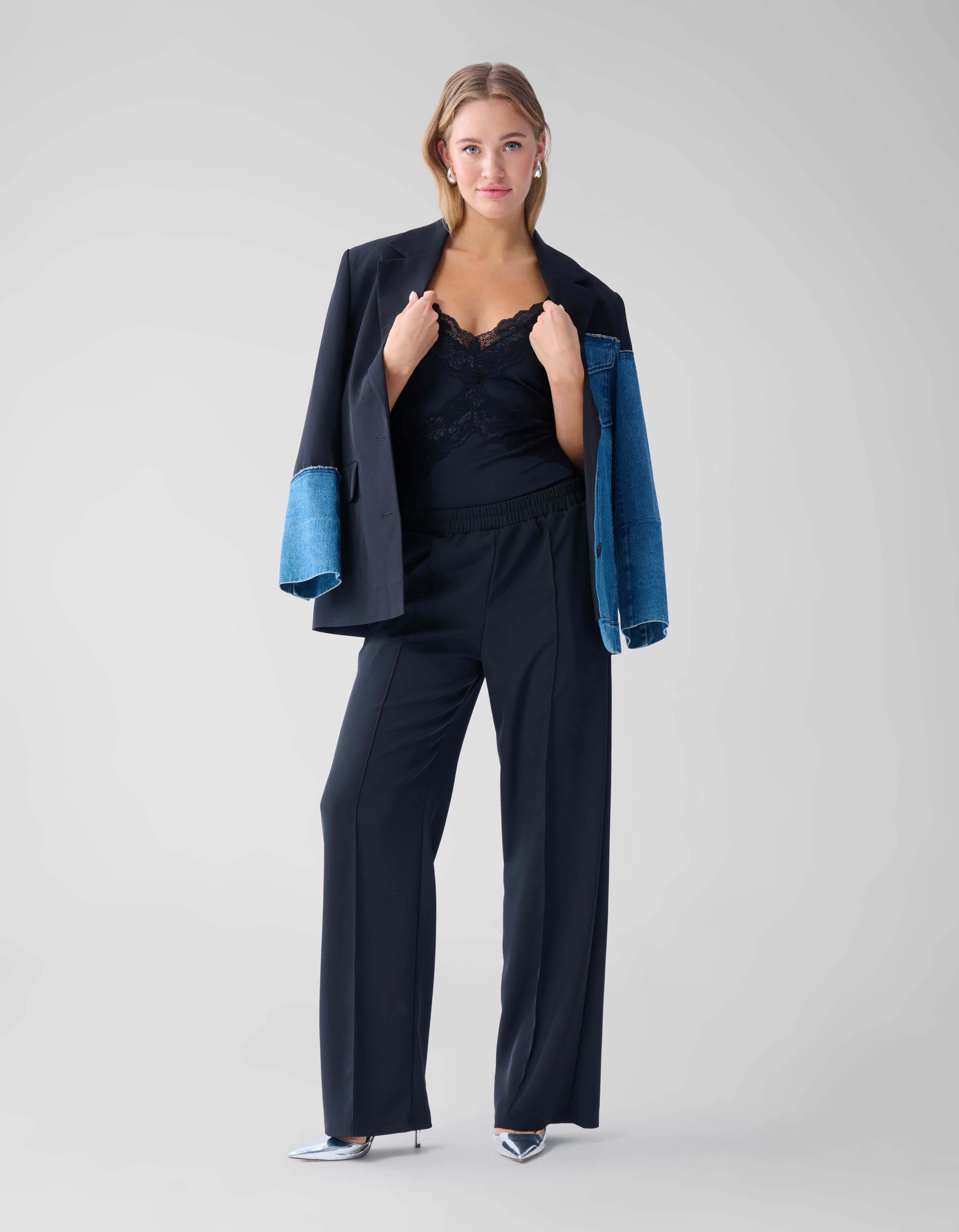 Basic Wide Leg Broek Zwart SHOEBY WOMEN
