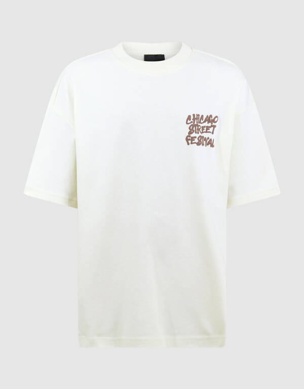 Festival Artwork T-shirt Gebroken Wit SHOEBY BOYS