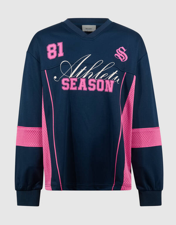 Baseball Mix Longleeve Top Donkerblauw SHOEBY GIRLS