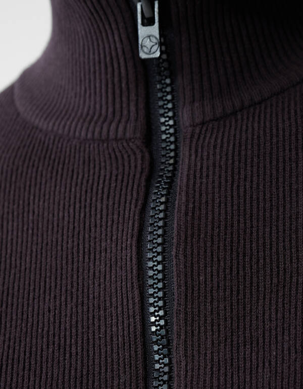 Half Zip Gebreide Trui Donkerbruin SHOEBY MEN