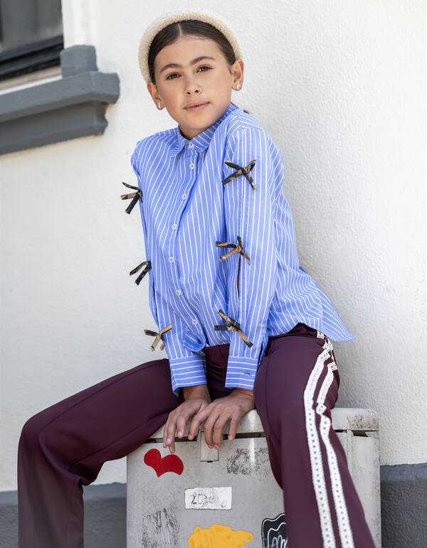 Sporty Wide Leg Broek Donkerrood SHOEBY GIRLS