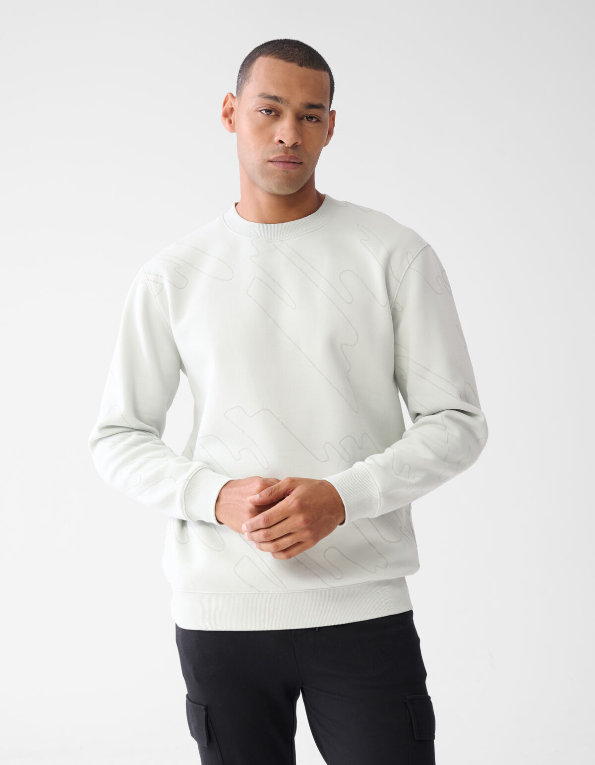 Flock Print Sweater Lichtgrijs SHOEBY MEN