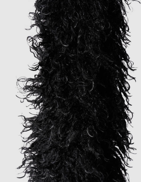 Hairy Faux Fur Sjaal Zwart SHOEBY ACCESSOIRES