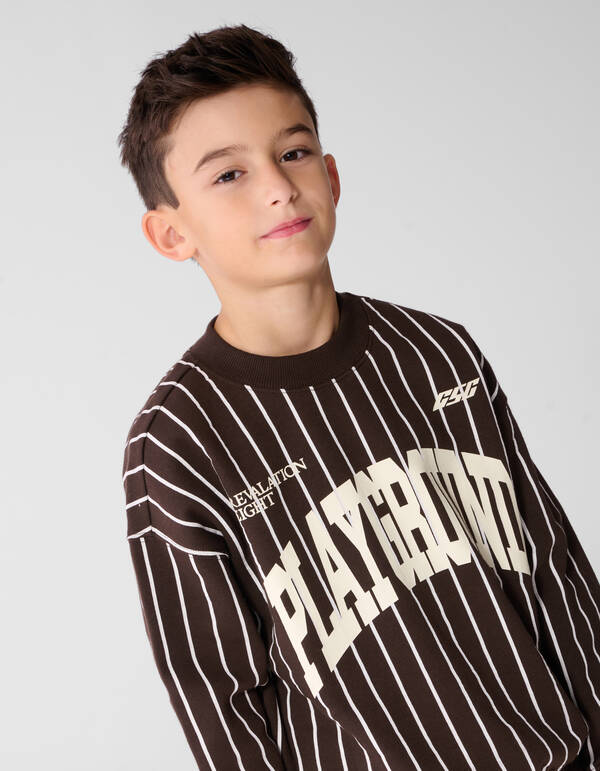 Gestreepte Baseball Sweater Bruin SHOEBY BOYS