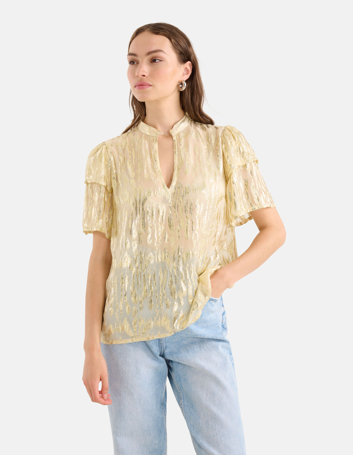 Jacquard Lurex Top Gebroken Wit SHOEBY WOMEN