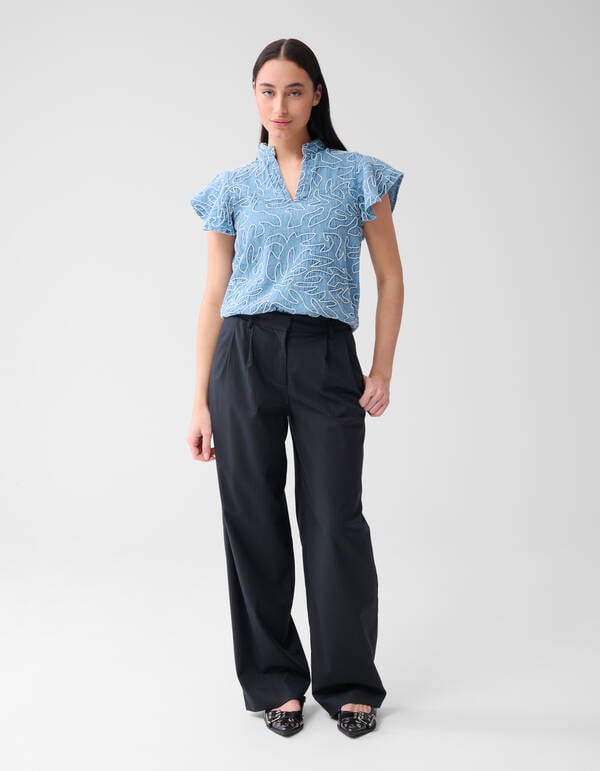Pinstripe Wide Leg Fit Broek Donkerblauw SHOEBY WOMEN