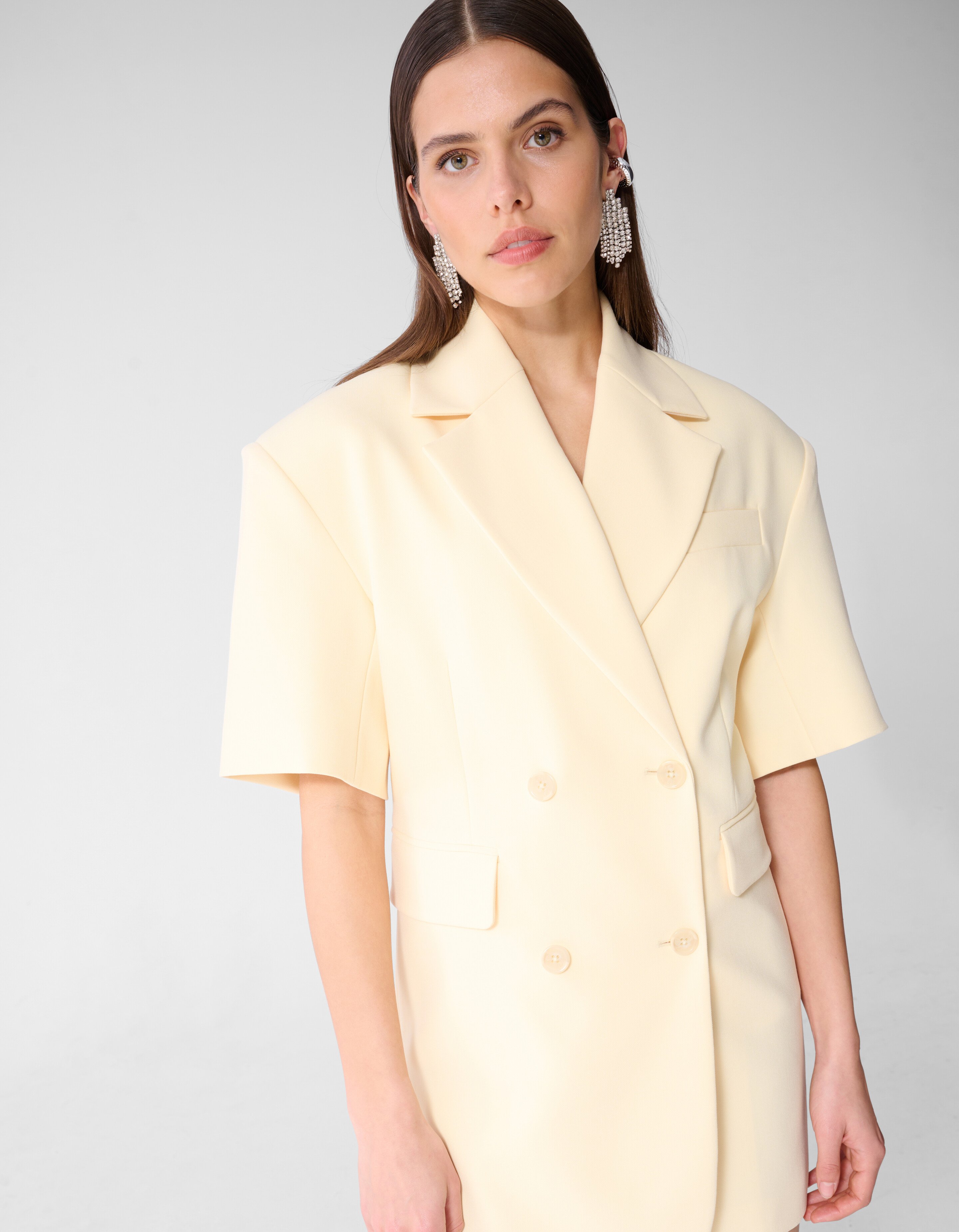 Short Sleeve Blazer Jurk Lichtgeel SHOEBY WOMEN