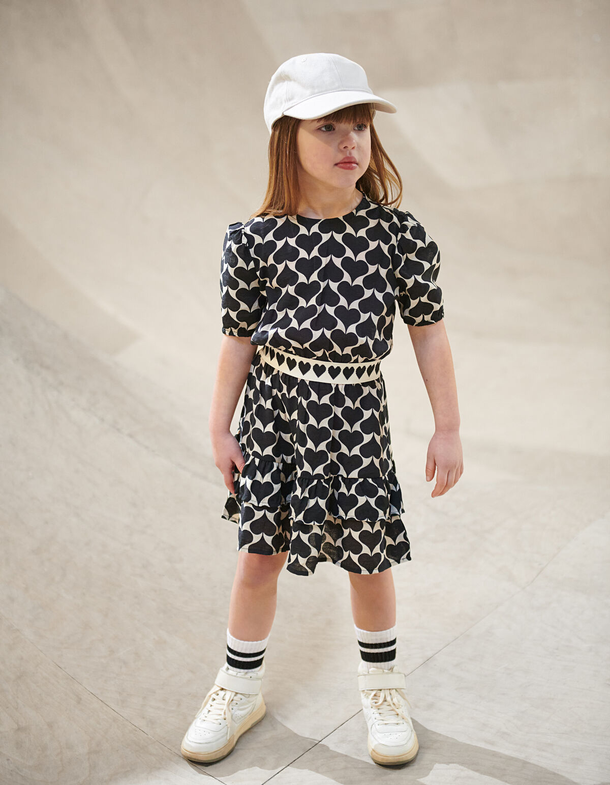 Printed Heart Jurk Zwart SHOEBY GIRLS