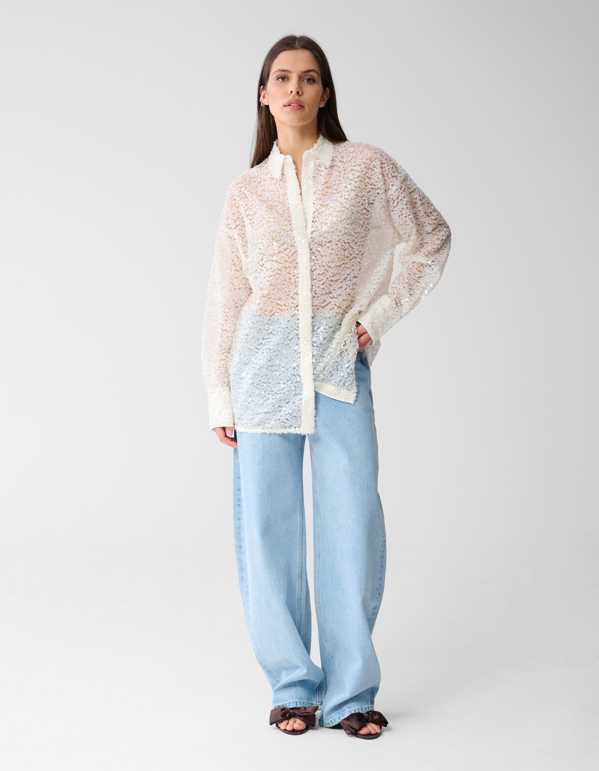 Oversized Sequin Blouse Gebroken Wit By Monica SHOEBY WOMEN