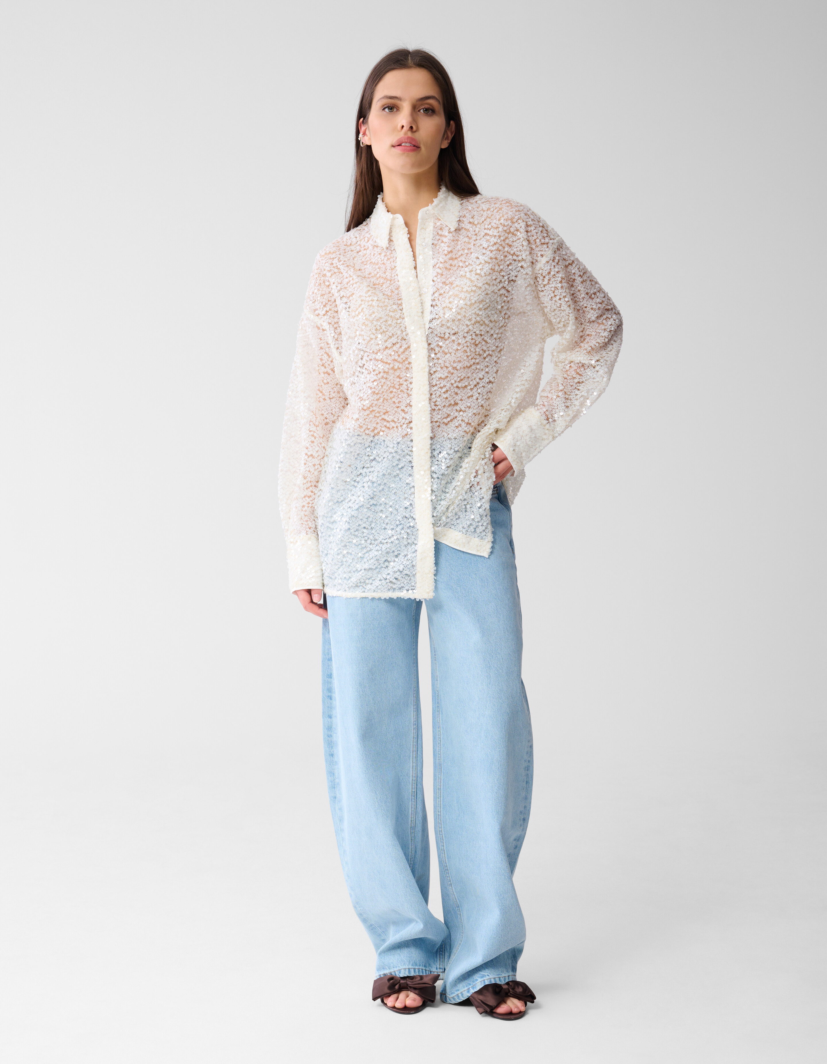 Oversized Sequin Blouse Gebroken Wit By Monica SHOEBY WOMEN