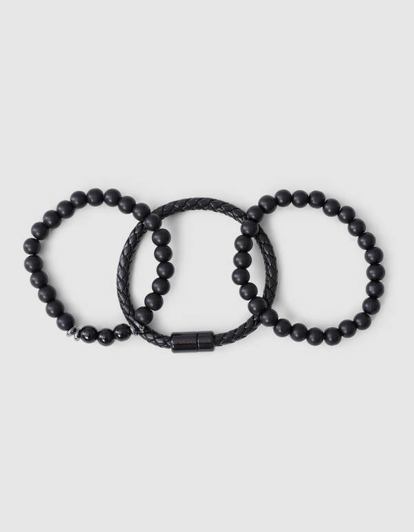Beaded Armband Set Zwart SHOEBY MEN