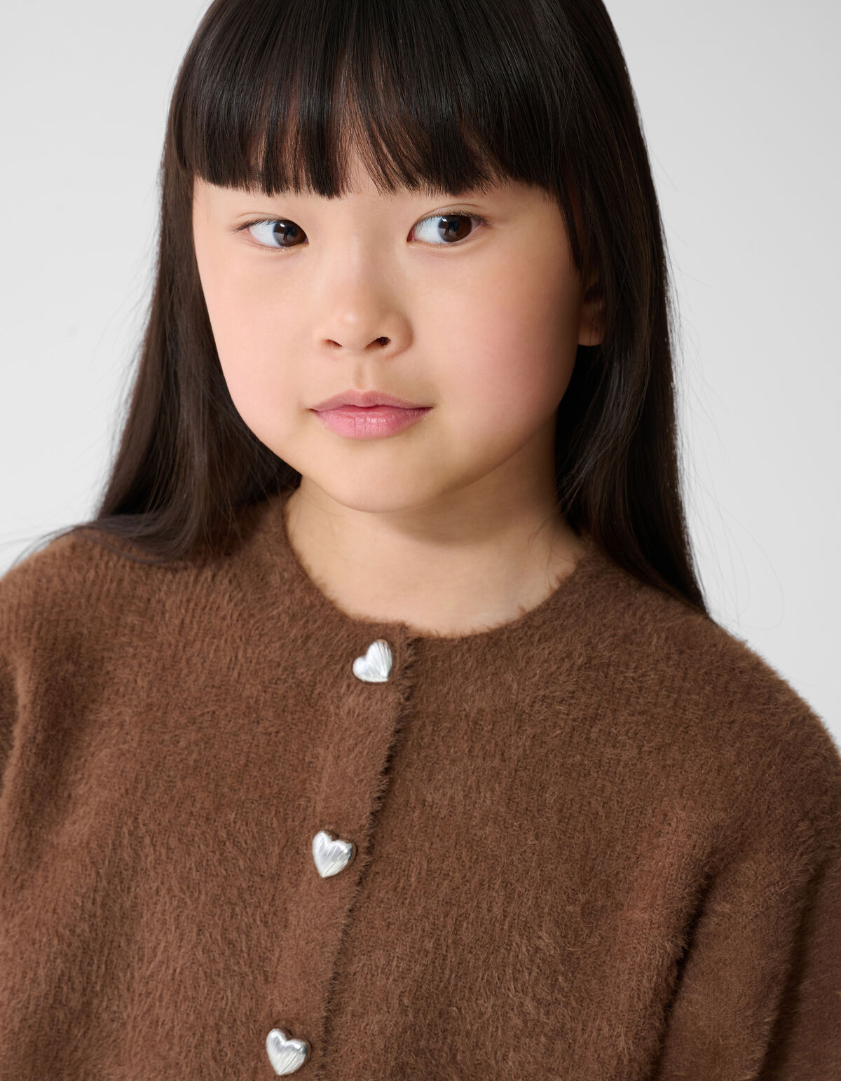Fluffy Button Vest Bruin SHOEBY GIRLS