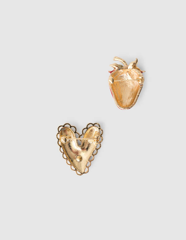 Strawberry Heart Broche Set Rood SHOEBY ACCESSOIRES