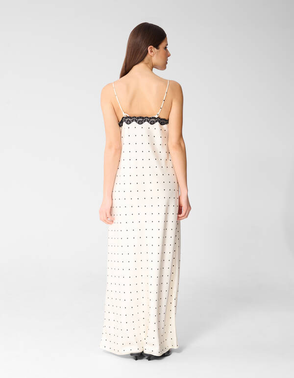 Polkadot Maxi Jurk Gebroken Wit By Monica SHOEBY WOMEN